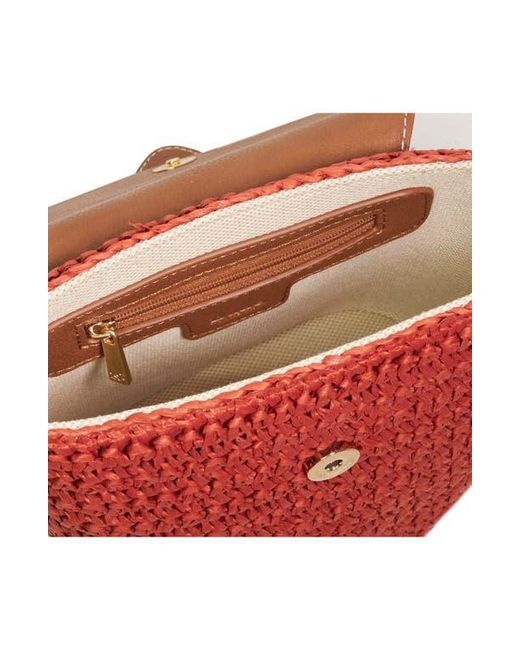 Dune Red Dimple Raffia Handbag