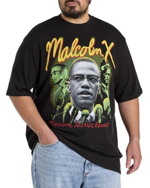 True Nation by DXL Black Big & Tall Malcom X Graphic Tee for men