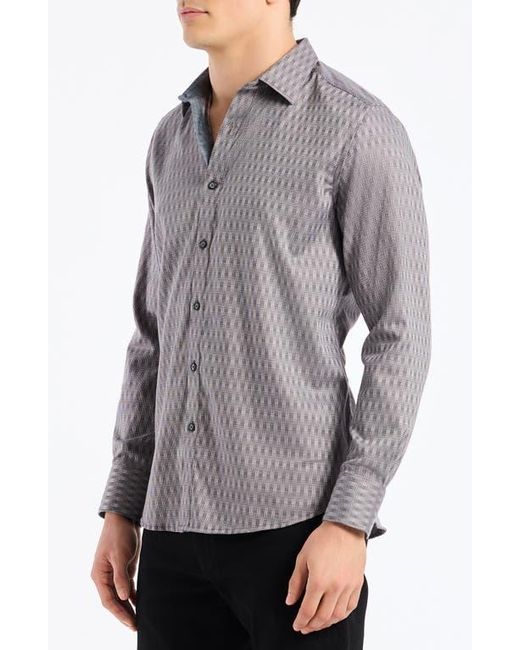Robert Graham Gray Akron Stretch Cotton Button-Up Shirt for men