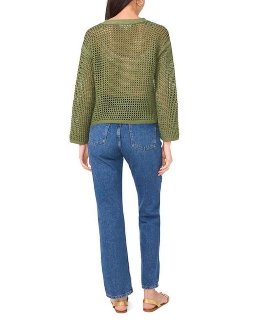 Two By Vince Camuto Green Open Stitch Lace-Up Top