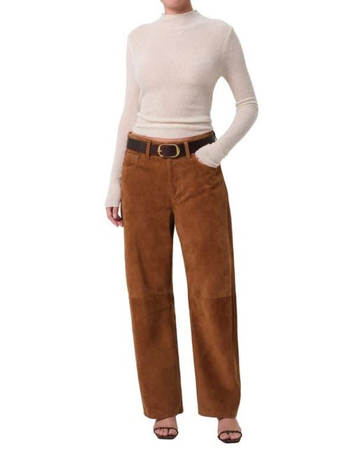 Citizens of Humanity Brown Miro High Waist Suede Barrel Jeans