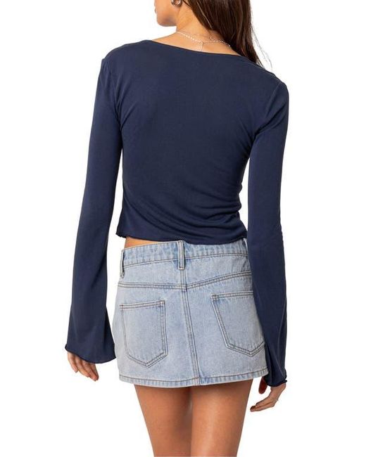 Edikted Blue Maxine Twist Split Front Top