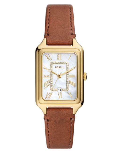 Fossil Brown Raquel Leather Strap Watch, 26Mm