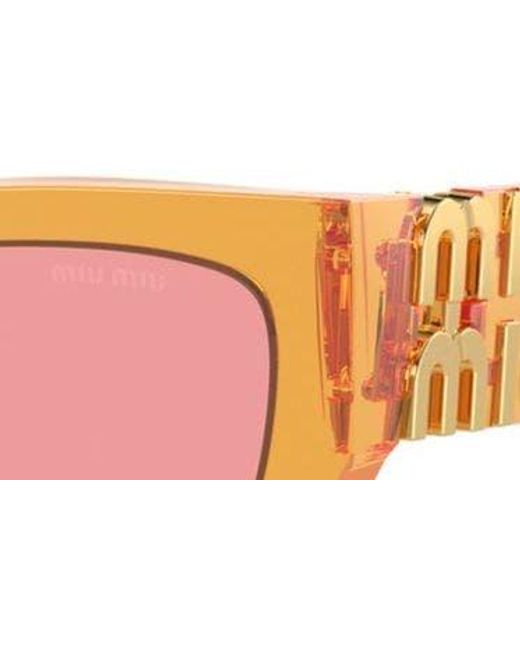 Miu Miu Orange 53mm Rectangular Sunglasses