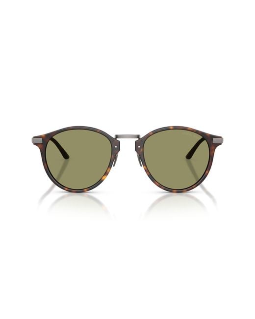 Armani Green 51Mm Round Sunglasses for men
