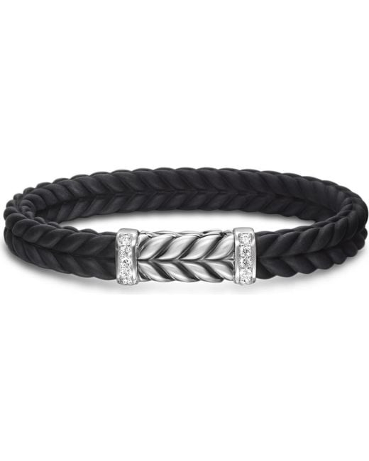 David Yurman Black Chevron Station Rubber Bracelet for men
