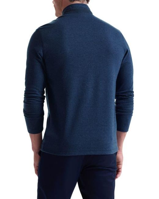 Bugatchi Blue Houndstooth Patern Quarter Zip Top for men