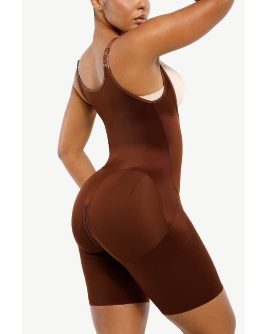 Shapellx Brown Open Bust Butt-Lifting Full Bodysuit
