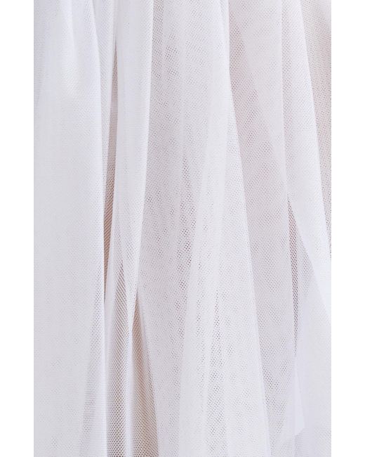Noir Kei Ninomiya White Gathered Drop Waist Sleeveless Tulle Dress