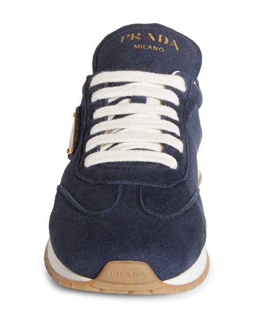 Prada Blue Triangle Logo Low Top Sneaker