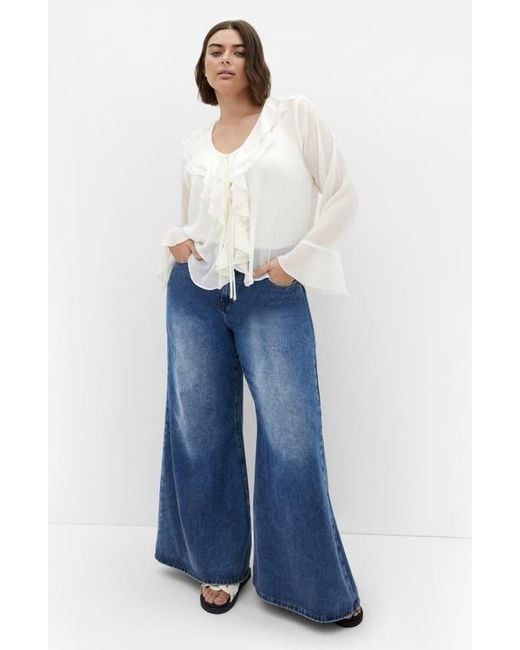 City Chic White Lushious Tiered Ruffle Top