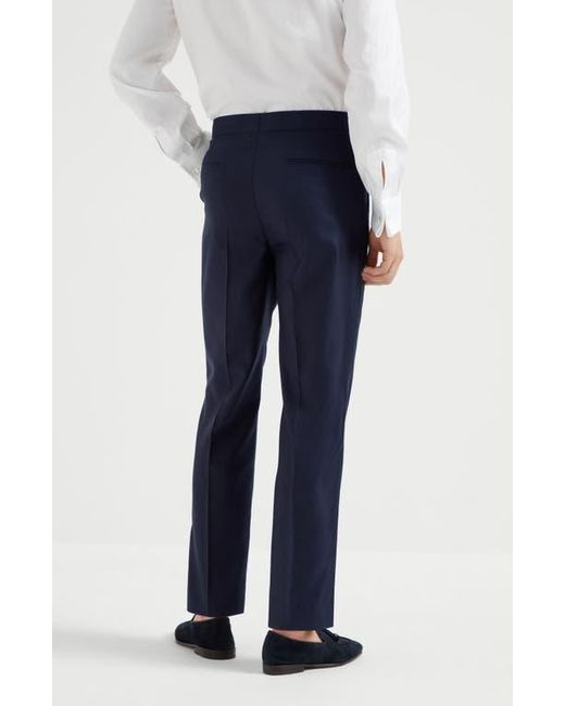 Brunello Cucinelli Blue Tuxedo Trousers With Pleats for men