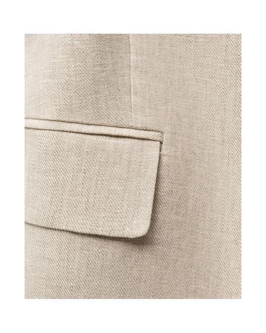 Mango Natural Belted Linen Blazer