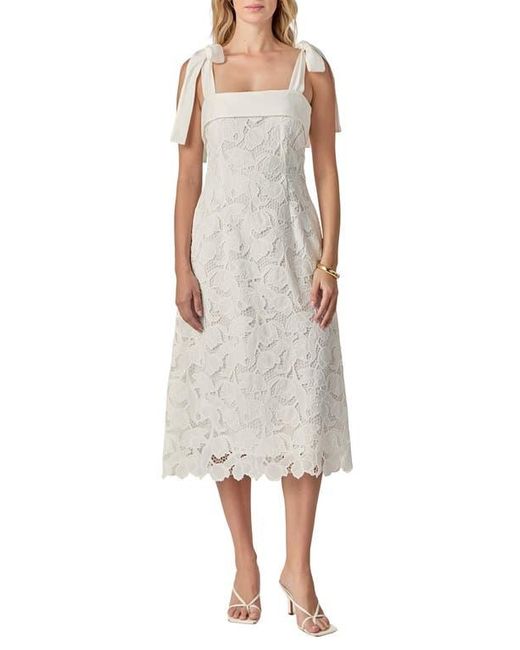 English Factory Tie Strap Lace Midi Dress in White | Lyst