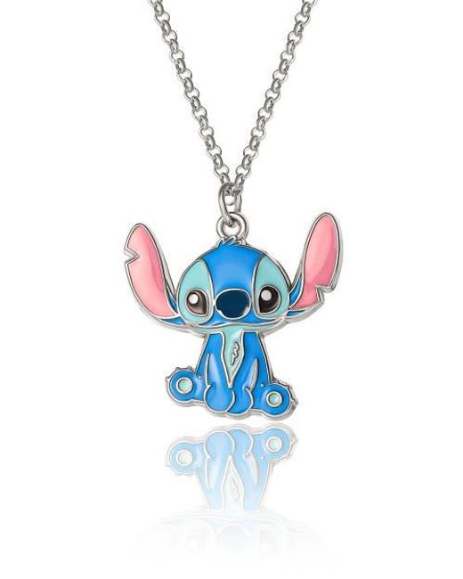 Disney White Lilo & Stitch Jewelry Set, Flower Charm Hoop Earrings, 16+3 Necklace