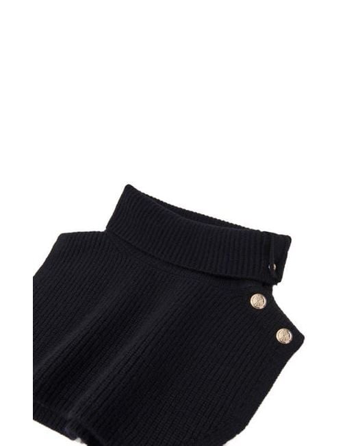 Maje Blue Button-Up Wool Mix Collar Wrap