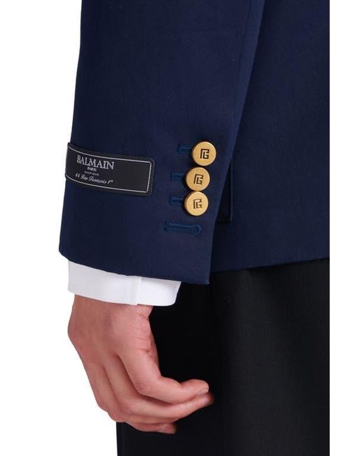 Balmain Blue Cotton Twill 2-Button Jacket for men
