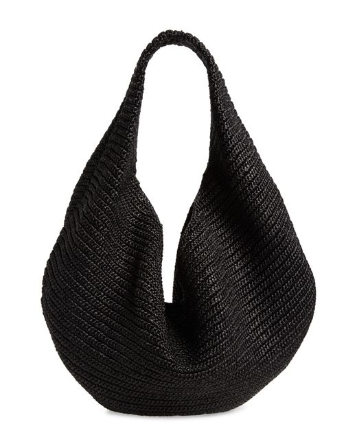 Khaite Black Large Olivia Woven Palm Hobo Bag