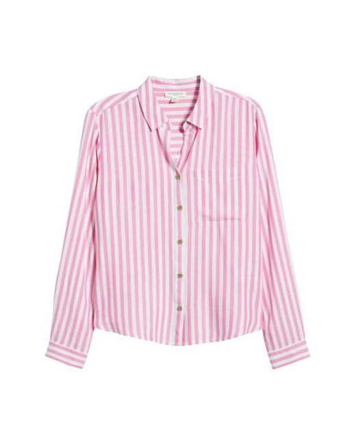 Beach Lunch Lounge Red Candace Stripe Button-Up Shirt