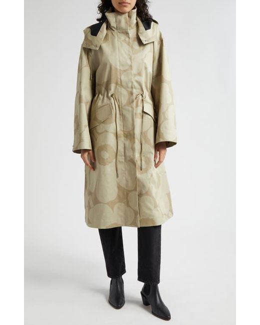 Marimekko Kerta Unikko Organic Cotton Rain Coat in Natural Lyst