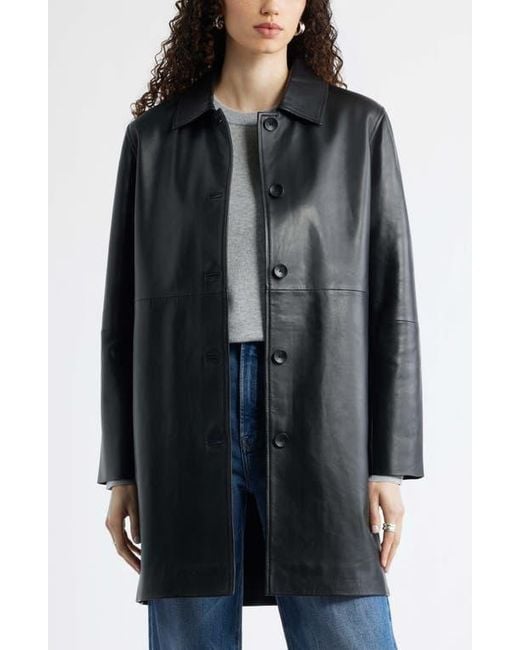 Nordstrom Black Long Leather Jacket