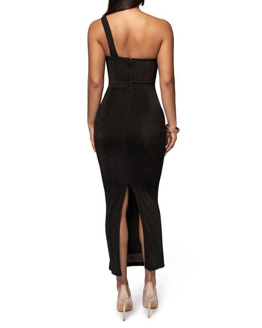 JLUXLABEL Black Krishna One-Shoulder Cocktail Dress