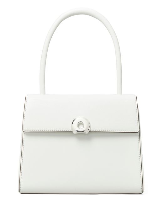 Tory Burch White Small Deville Leather Top Handle Bag
