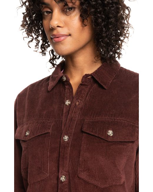 Roxy Red Let It Go Cotton Corduroy Button-up Shirt