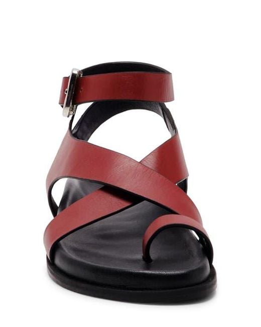 Free People Red Anya Ankle Strap Toe Loop Sandal