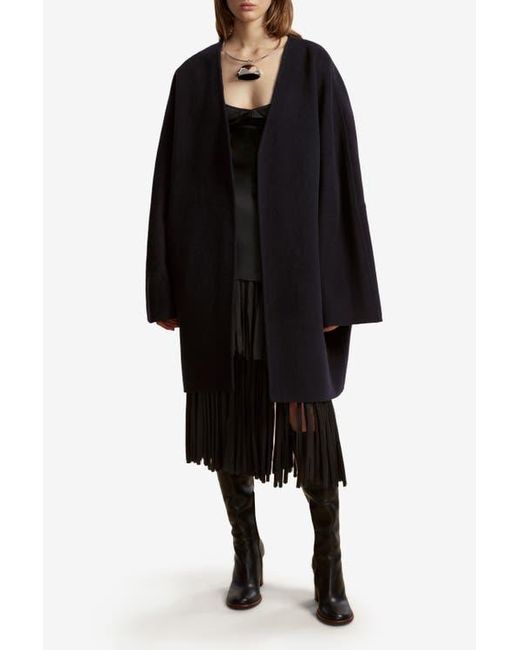 Marina Moscone Blue Double Faced Wool Cocoon Coat