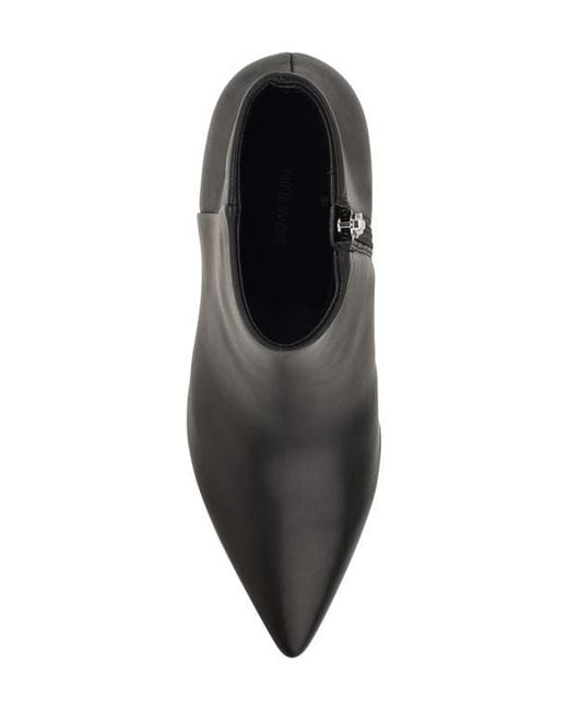 Nine West Black Brite Pointed Toe Kitten Heel Bootie