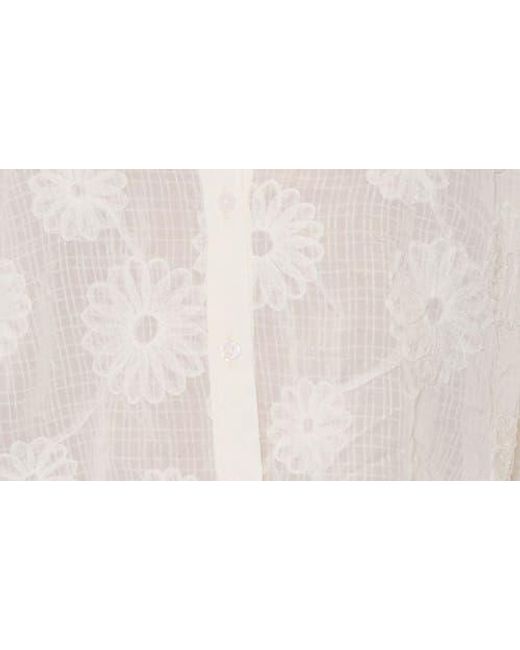 Vici Collection White Marley Floral Jacquard Long Sleeve Button-Up Shirt