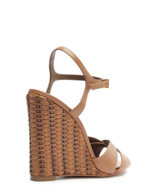 SCHUTZ SHOES Metallic Keefa Ankle Strap Wedge Sandal