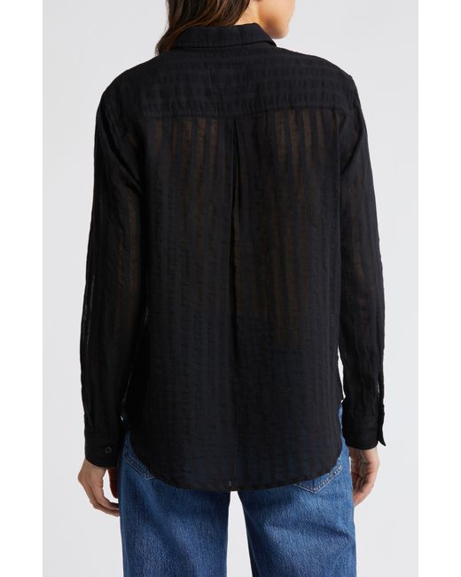 Rails Black Charli Shadow Stripe Cotton Button-up Shirt