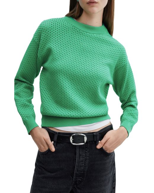 Mango Green Open Stitch Sweater