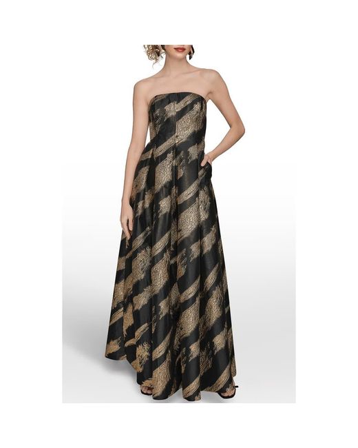 Donna Karan Green Strapless Fit & Flare Gown