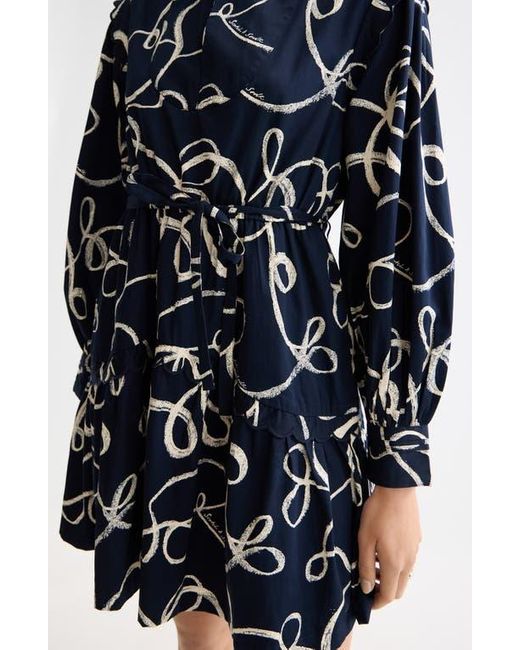 Scotch & Soda Black Scallop Trim Long Sleeve Cotton Minidress