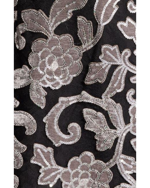Dress the Population Black Kelsey Sequin Floral Long Sleeve Minidress