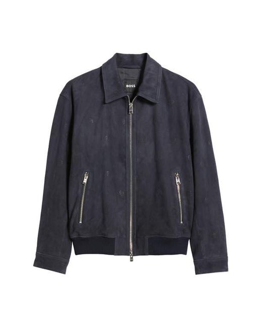 Boss Blue Merwyn Emed Leather Jacket for men