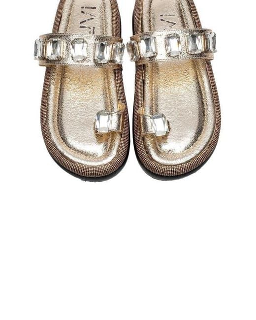Prologue Shoes Metallic Evans Jeweled Platform Sandal