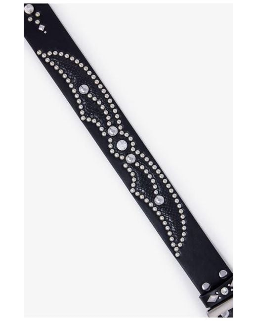 MNML Black Stud Leather Belt for men