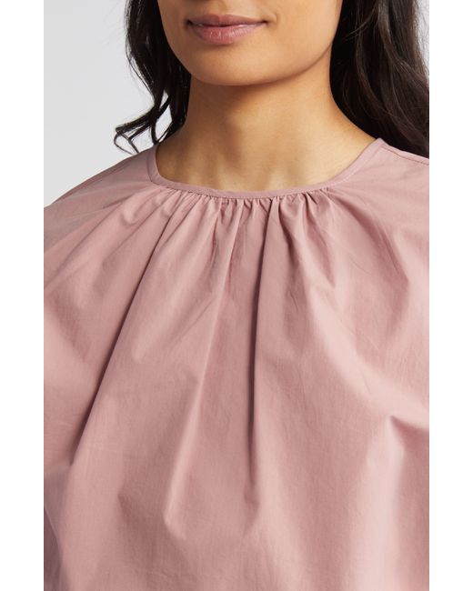 MELLODAY Pink Shirred Neck Woven Top