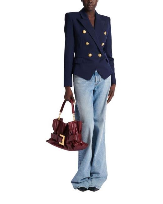 Balmain Blue Fitted Wool 6-Button Jacket
