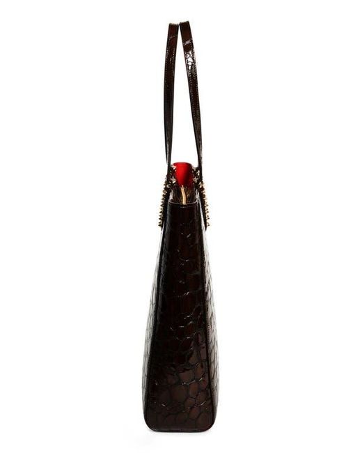 Christian Louboutin Brown Cabata Soft Croc Embossed Leather North/South Tote Bag
