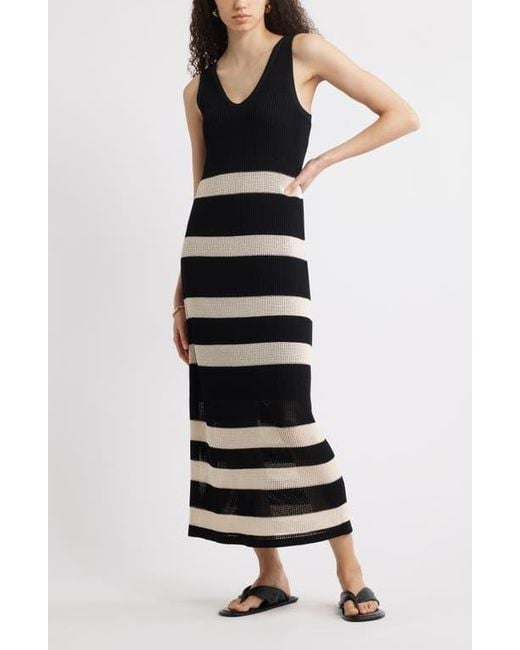 Nordstrom Sleeveless Open Stitch Maxi Sweater Dress in White | Lyst