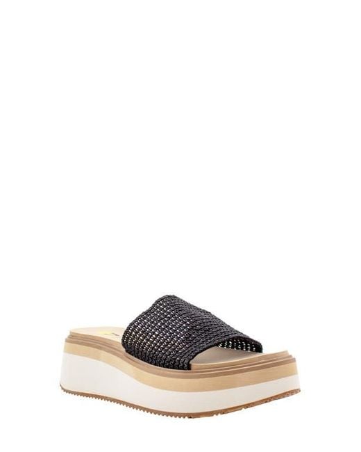 Volatile Black Portobello Platform Wedge Sandal