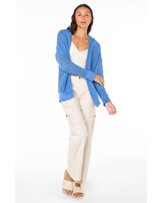 Roxy Blue Thea Open Stitch Cotton Hoodie Cardigan