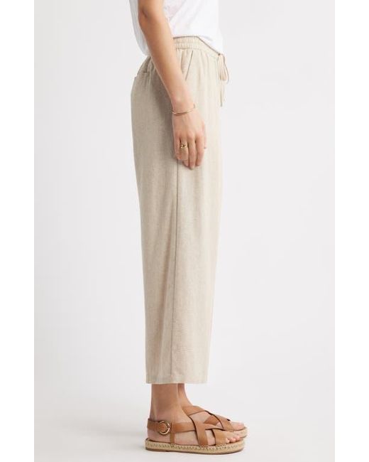 Caslon Natural Drawstring Wide Leg Linen Blend Pants