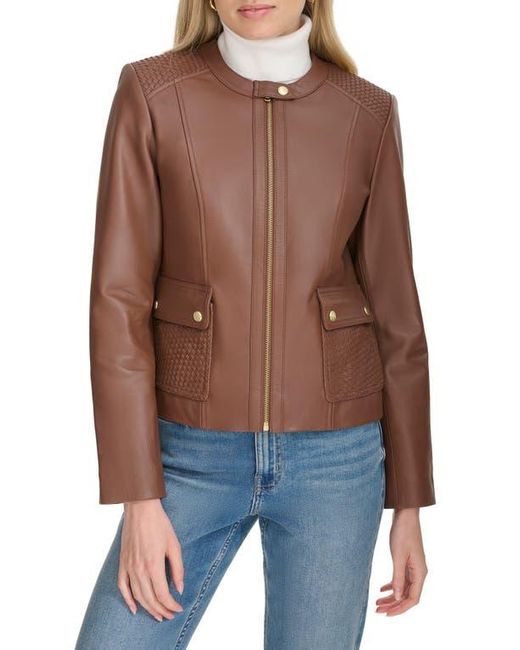 Cole Haan Quilted Leather Jacket in Brown Lyst