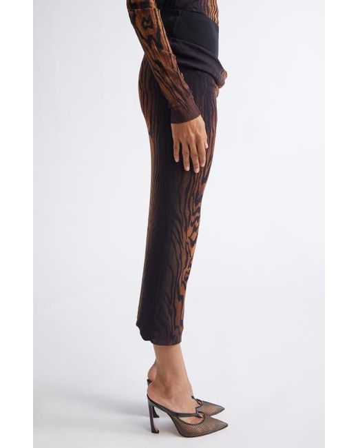 Jean Paul Gaultier Brown Double Layer Wood Print Mesh Midi Skirt